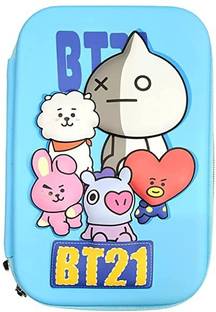 Netigems BTS BT21 Pencil Pouch For Girls And Boys | Cute 3D Design| Pack Of 1 Pc, (Blue) BTS BT21 Art Plastic Pencil Box
