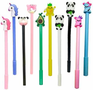 TITIRANGI 10Pcs Unique Design Fancy Pen for Students School Writing Blue Pen Gift for Kids Gel Pen