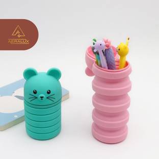 AERALUX Pen Bag Decompression Pencil Case Telescopic Container Art Plastic Pencil Box