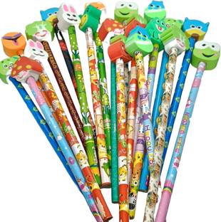 सिट्रीन Cartoon Design Pencil With Replaceable Eraser On Top 2 In 1 For Kids and Gift पेंसिल