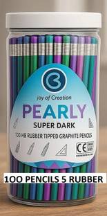 Aahum 100 pencils per box with 5 sharpners Round Shaped Pencil Multicolor Jar Round Shaped Pencil