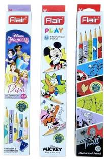 FLAIR 2.0mm Mechanical Extra Dark 2B Pencils(MickeyFriends+Princess+Thrill) Combo Pack Pencil