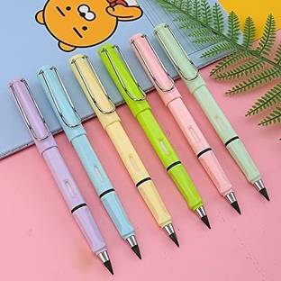 AMB 6 Pcs Everlasting Inkless Portable Reusable Pencil with eraser (Pack of 6) Pencil