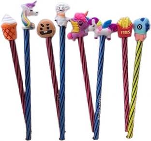 thikazhstores PENCIL WITH TOPPER OF CARTOON WITH ERASER AT BACK (PACK OF ANY 4) Pencil