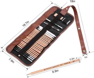 zvonko 29 PCS Artist Pencil Set with Sketch Pencils Charcoal Pencil in Canvas Bag Pencil