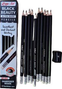 Artline Black Beauty Ultra Dark Pencils | Pack of 10 Pencils | Free 1 Sharpner Pencil