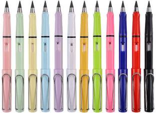 Poohan Reusable Inkless Pencil with eraser Metal Pencil (Pack of 12) RANDOM MULTICOLOUR Pencil