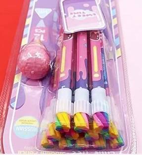 FUNABLO 12 Pcs HB Pencil Set , Pencil With Ice Cream Shaped Eraser Pencil