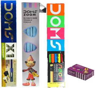 DOMS DOMS ZOOM PENCIL + DOMS X1 PENCIL + DOMS NEON RUBBER TIPPED PENCIL + DOMS EXTRA LONG PENCIL SHARPENERS Pencil