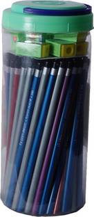 Aahum 100 pencils per box with 10 sharpners Round Shaped Jar Pencil