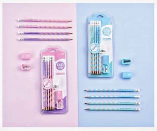 HARDSOSH'S COUTURE New Cute Groove Pencil Set With Sharpener & Pencil Cap For Kids, Boys & Girls Pencil