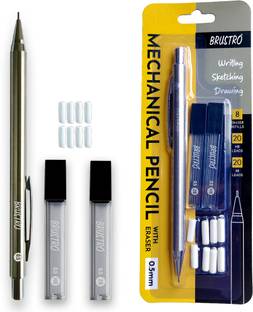 BRuSTRO Mechanical Pencil with Eraser 0.5mm Spare leads HB-20 units. 2B-20 units Pencil