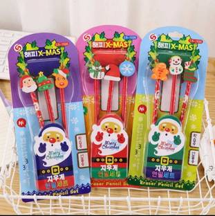 AMANVANI Pencils with Eraser Santa Claus Pencils Christmas Xmas Gift Cartoon Santa Pencil Pencil
