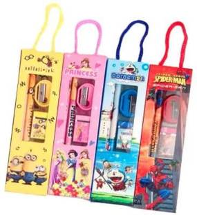 uniqueexpo Pack Of 10 Cartoon Stationery 5in1 Birthday Kanjak Navratri Gifts Pencil