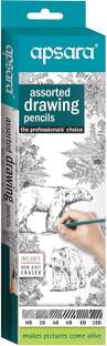 apsera Apsara Assorted Drawing Pencils, HB, B, 2B, 2B, 4B, 6B - Pack of 12 Pencil