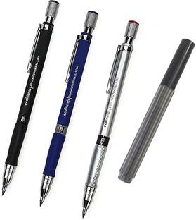 apcatio 3pc Multicolored 2B Mechanical Pencil Set and 8 Black 2.0mm Leads in Case Pencil