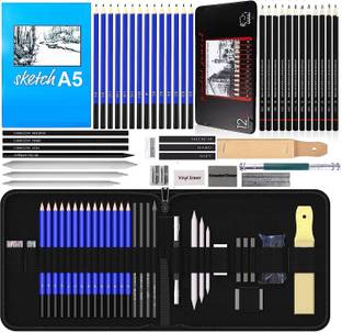 PEACORA 47 Pieces Pencil Kit Professional Graphite Sketching Kit Drawing Pencils Kit Pencil