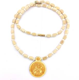 ब्रिज हाट Wooden Hanuman ji Round locket with Wood khanthi Mala beads लकड़ी