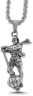 CHIKARA ENTERPRISES Main Silver Chain With Hanuman Ji Pendant Silver Alloy Stainless Steel Locket Alloy Pendant Set
