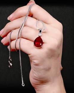 JRISSY The Best RED Ruby Pendant Necklaces Silver Alloy Locket