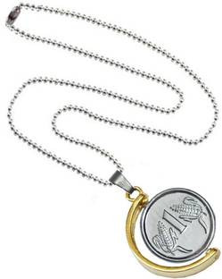 Men Style One Ruppess Coin Anjaan Locket With Chain Alloy Locket