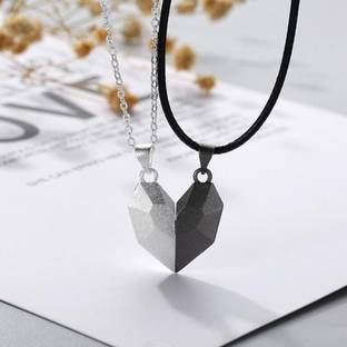 zayraa 2 Pcs Heart Couples Stunning Magnetic Black White Matching Friendship Pendant Stainless Steel Magnetic Earring