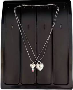 DF STORE Heart Shape Romantic Lock And Key Dual Locket for Couple Silver Alloy Locket