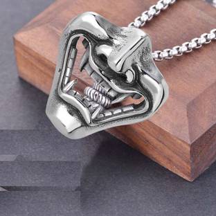 M Men Style Half face Hannya Mask Joker Vintage Japanese Symbol With Box Chain Titanium Stainless Steel Pendant