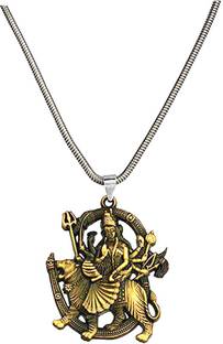 AFH Maa Durga Sherawali Bronze with Snake Chain Religious Décor Hanging Ornament Car Hanging Ornament
