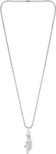 morir Silver Plated Studded with CZ Stones Hare Krishna Playing Flute Pendant Silver Cubic Zirconia Brass Pendant