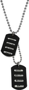 zebisco Military Army Name Black Locket Dog Tag Chain With Pendant Black Silver, Sterling Silver, Platinum Cubic Zirconia Stainless Steel, Metal