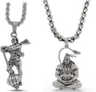 Animated Hanuman Ji In Ram Smriti Bajrangbali & Hanuman Ji Sankat Mochan Stainless Steel Locket Set
