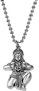 RICKY COLLECTION Hanuman Bajrangbali with shree RAM Silver Chain Pendant Set Silver Stainless Steel Pendant Set