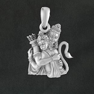 Akshat Sapphire Sterling Silver (92.5% Purity) God Shri Ram and Hanuman Pendant for Men & Women Sterling Silver Pendant