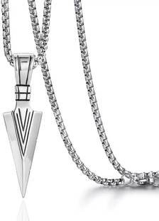 P. R. PRINTS High Polished The Silver Arrow Pendant for Men and Boys Stylish Biker/Party Wear Stainless Steel Necklace