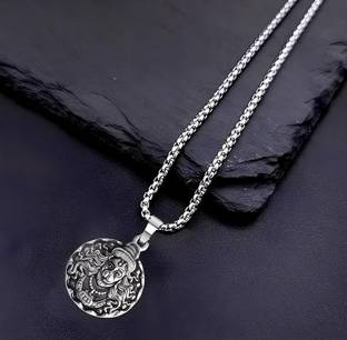 CRAFTWELL Pavanputra Locket With Silver Chain Silver Stainless Steel