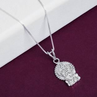 ZALKARI 925 Sterling Silver Ganesh Pendant Chain for mens and womens pure Silver Locket Rhodium Sterling Silver Locket