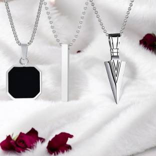 AGARWAPRODUCT silver square // errow head // silver bar pendnat // Combo of 3 pendant Brass