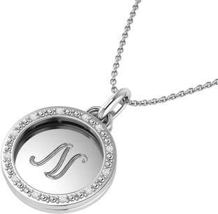 Bluejwel Versatile 'N' letter 3-in-1 Sterling Silver Pendant with CZ Diamonds Sterling Silver Cubic Zirconia Sterling Silver