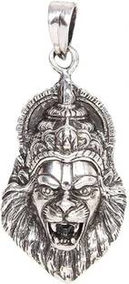 mahi Oxidised Laxmi Narasimha Swamy Unisex Pendant without Chain Rhodium Alloy Pendant