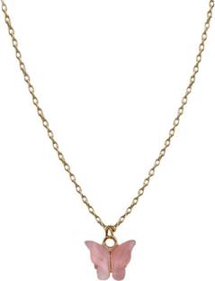 RosaStella Rose Gold Chain Butterfly Design Gold-plated Locket.(Style-86) Metal