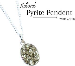 VIBESLE Original Pyrite Stone Pendant for Money, Wealth And Necklace Crystal Stone Pendant