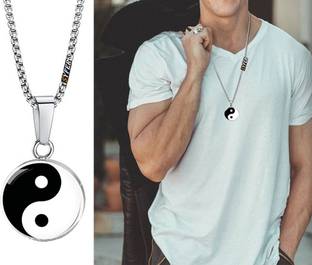 Syfer Tai Chi Yin and Yang Pendant/Necklace for men and Women, yoga/spiritual Silver Stainless Steel Pendant