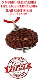 Astrodidi 5 Mukhi Nepali Rudraksha Five Face Original Real Rudraksha with Lab Certificate Silver Silver Pendant