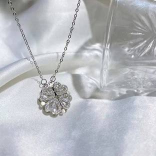 SILVOSWAN FOUR HEART MAGNETIC OPENABLE 2 STYLE PENDANT CHAIN Stainless Steel Pendant