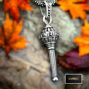 m a enterprises Jai Shri Ram Hanuman Gada Pendant for Men and Women, Evil Protector Gada Locket Silver Alloy Locket