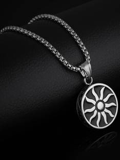 YELLOW CHIMES Powerful Sun Sign Rhodium Stainless Steel Pendant