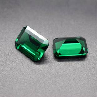 REAL GEMS Natural Green square Shape 10x12mm 5.2-Carat Dark Green Loose Gemstone Emerald Stone