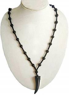 Vivity Bahubali Lion Nail Round Shape Beads Mala Necklace (Cotton Dori) For Men Boys Alloy Locket