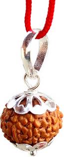 PRIYANSHU NAVRATN Certified Natural 9 Mukhi 9 Face Rudraksha Pendant Locket Small Size Java Bead Silver Beads Wood Pendant